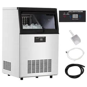 80LBS/24H Commercial Ice Maker, 30LBS Storage Bin, 32 Cubes/Cycle, Freestanding Ice Machine for Home Bar Party