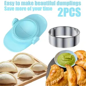 2pcs Plastic Dumpling Maker Set with Presser & Slicer, Home Use Kitchen Tool, Easy Assembly, Suitable for Beginners & Professionals
