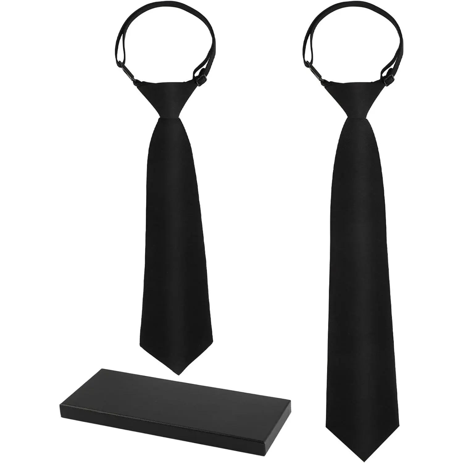 2 Pack Boys Tie, Black Tie for Boys Black Tie 12-14 Years, Kids Tie Pre-tied Necktie for Formal Wedding, School Graduation Uniforms with Gift Box
