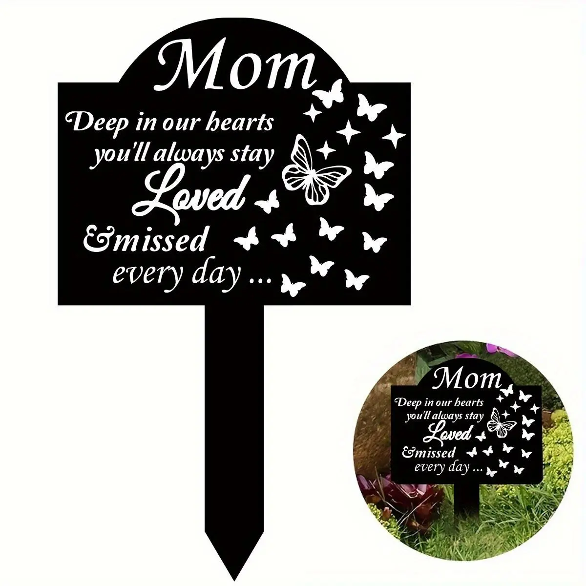 Butterfly Memorial Plaque, Acrylic Grave Monument, Outdoor Garden Cemetery Stake Marker, Remembering The Beloved Mom, Suitable for Quiet Reflection, Every Day