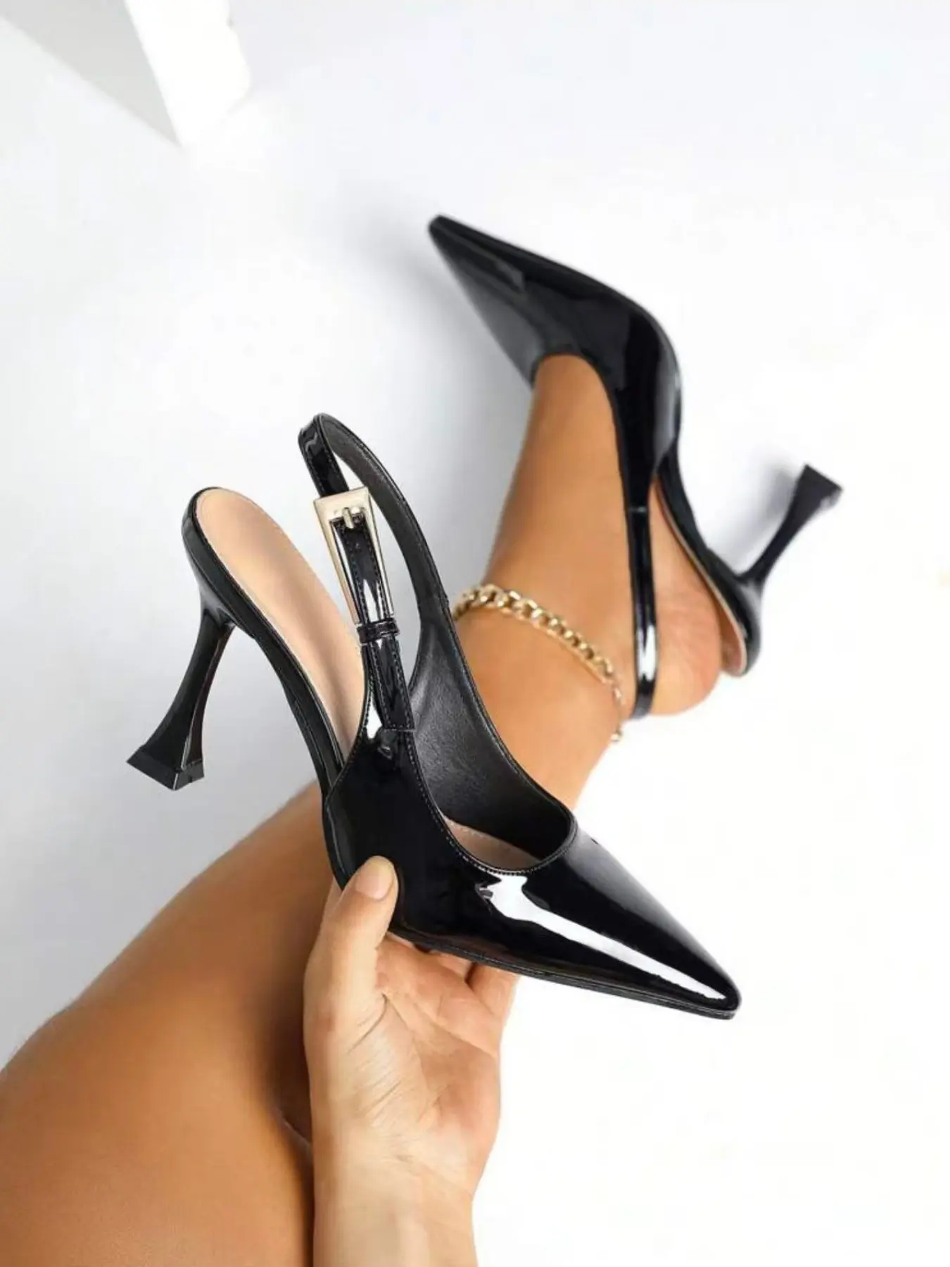 Pointed Toe High Heel Sandals, Backless Buckle Design, Elegant Office Shoes, Comfortable and Stylish Footwear for Daily Wear