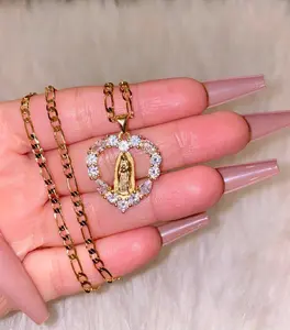 CZ Mary Heart Necklace