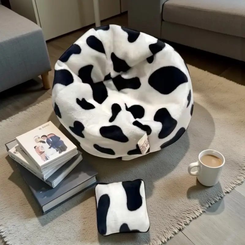 Mini Sofa Bed Bean Bag Dairy Cow Doll Room Decoration Party For 17cm Soft Plush Comfortable Seating