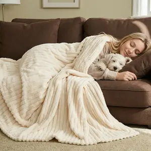 [2 items: 5% off] Raybee Summer Blanket for Cold AC Chill, Cozy Ultra-Soft Cloud-Like Blanket for Bed Couch, Office Survival Kit Blanket, Portable Cute Fleece Blanket for Travel, Camping, Bussiness Trip, Holiday Birthday Gifts for Family