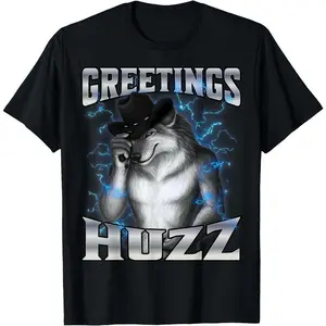 Cotton Graphic Tee Cringe Alpha wolf Greetings Huzz T-Shirt Short Sleeve T-shirt