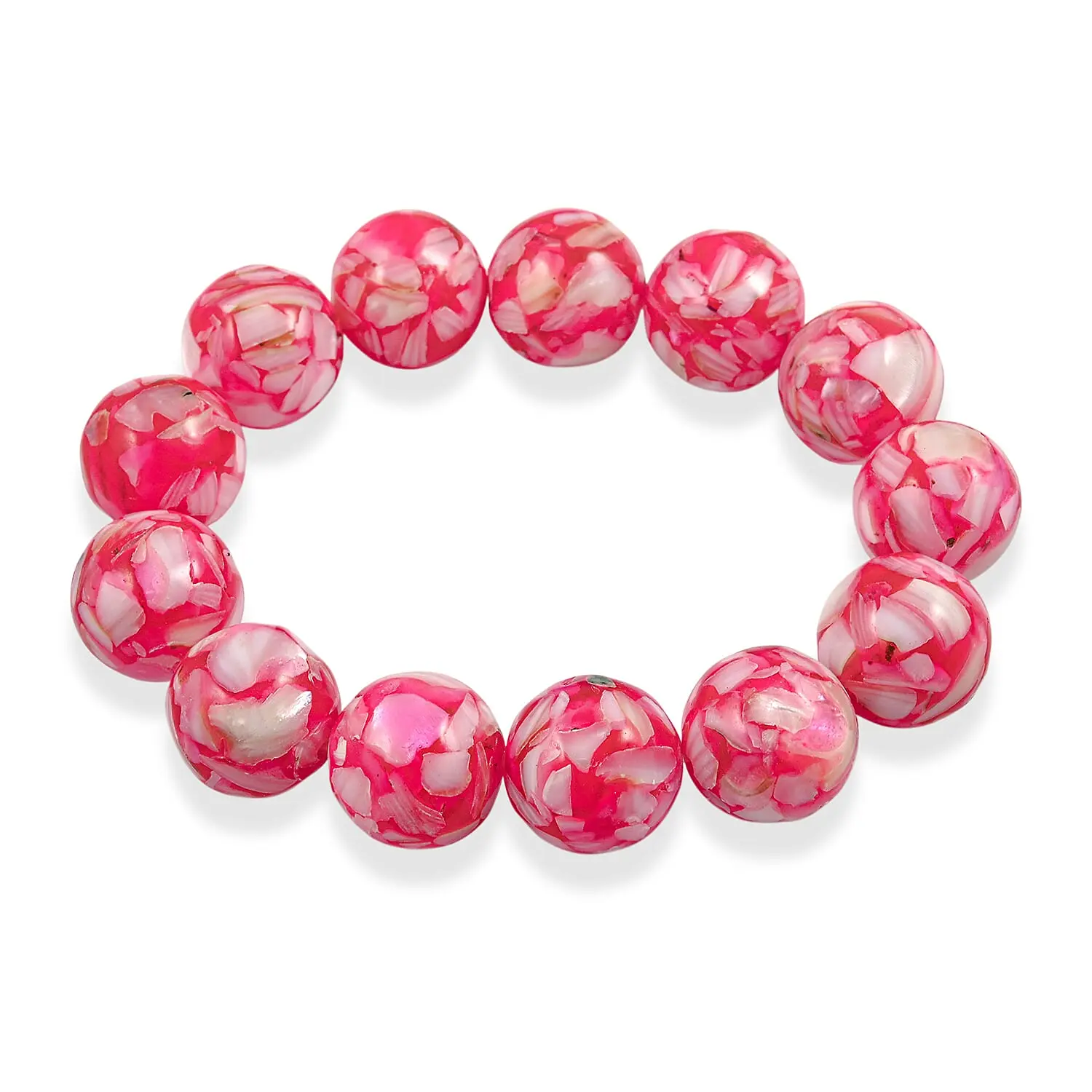 Mosaic Pink Shell Pearl Stretch Bracelet