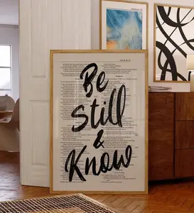 Psalm 46:10, Be Still and Know, Bible Verse Wall Art, Christian Modern Scripture Poster, Minimalist Printable, Bold Typography, Room Decor