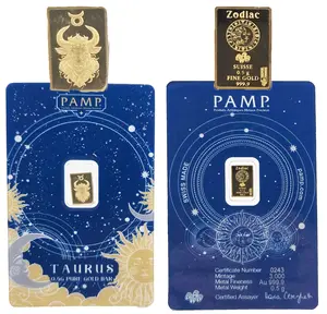 Taurus 1/2g Gold Bar Zodiac PAMP Suisse