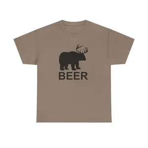 Bear and Deer Heavy Cotton Tee - Beer Shirt - Funny Shirt - Gift For Men And Women - Outdoors - Nature - Hunting Shirt