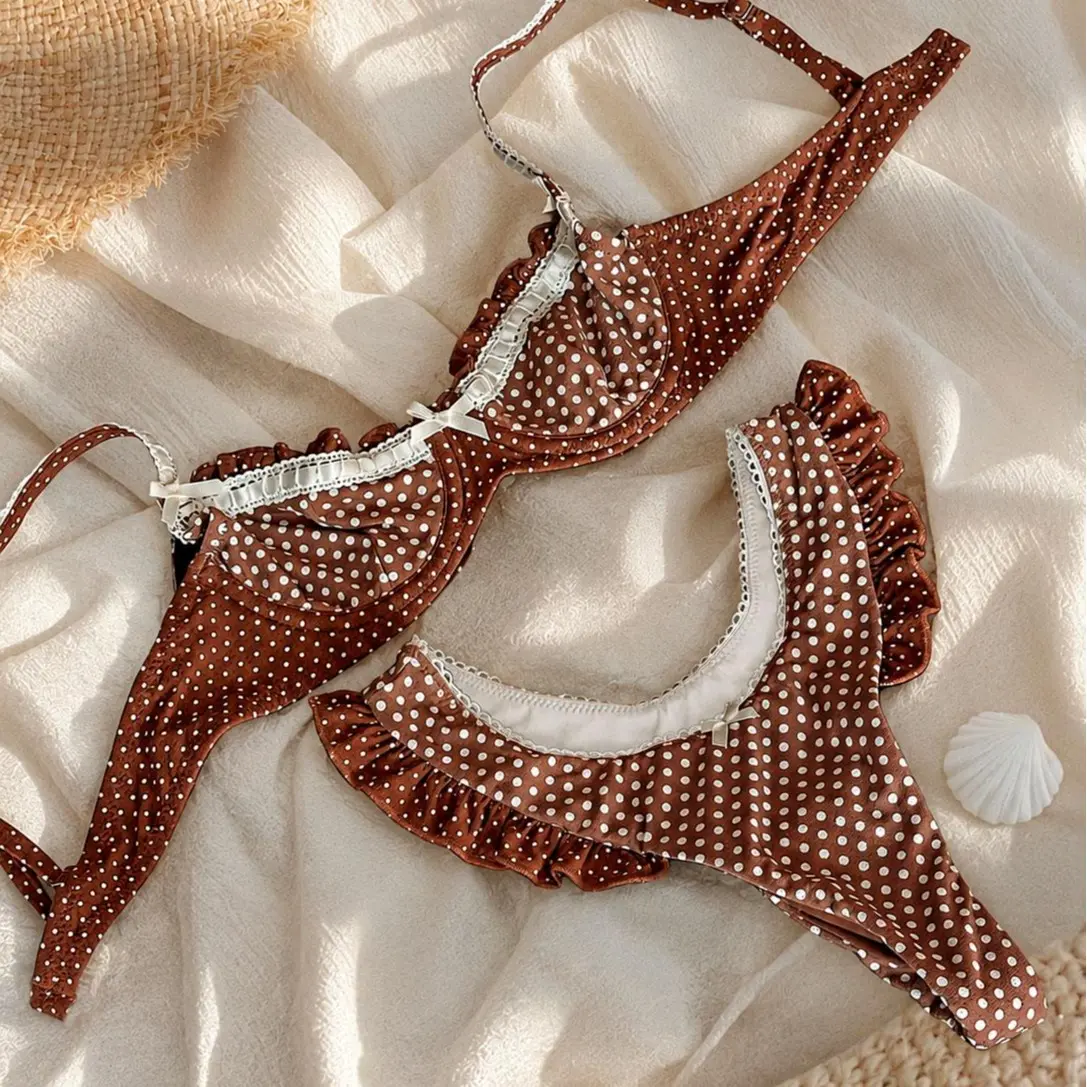 2026 New Women’s Patchwork Ruffle Bikini, Fashion Low-Waist Sexy Two-Piece Swimsuit Set, Casual Vacation Beachwear for Pool Parties and Hot Springs