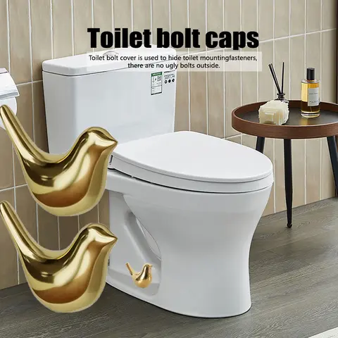 2-Pcs Ceramic Bird Toilet Bolt Covers, Toilet Bolt Caps , easy to install, no power needed, suitable for bathroom decor,Cute Home Decor