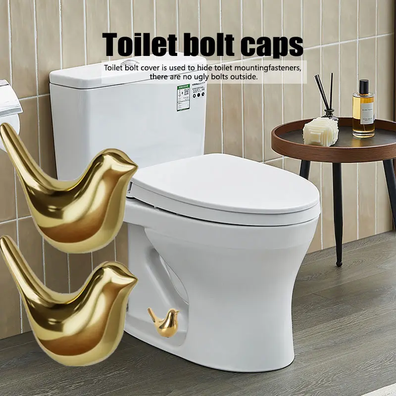 2-Pcs Ceramic Bird Toilet Bolt Covers, Toilet Bolt Caps , easy to install, no power needed, suitable for bathroom decor,Cute Home Decor