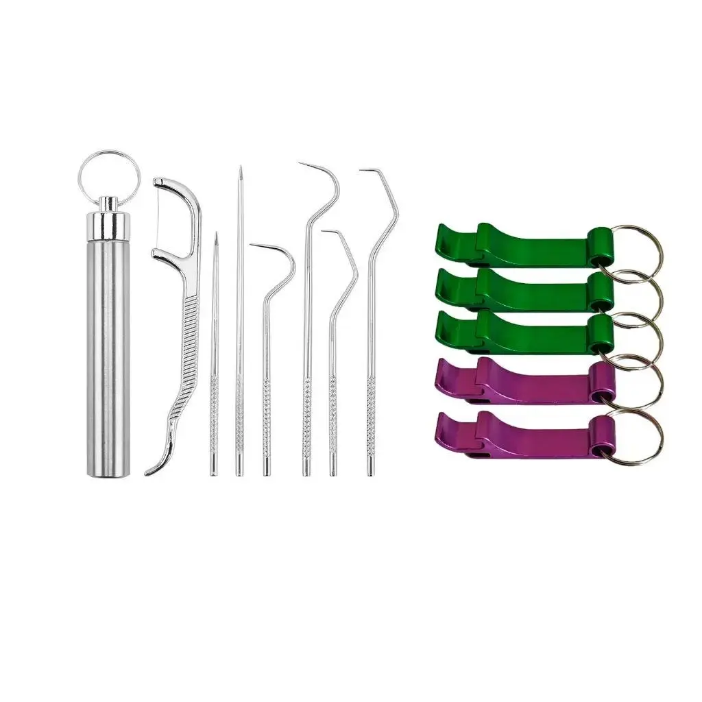7-Piece Dental Care Kit with Picks, Portable Stainless Steel Toothpicks, Oral Hygiene Tools, Travel-Friendly Storage Case Included
