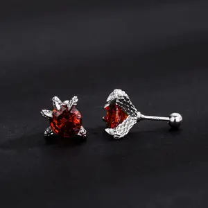 925 sterling silver screw-down safety earrings| Five-claw sapphire Minimalist temperament Unisex daily earrings, round white earrings