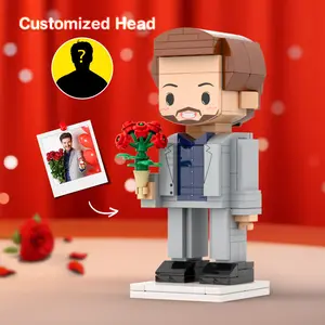 JollyJubilant Sweet Couple Gift Full Body Customizable Square Face 1 People with Hand Gesture My Custom Brickfigure Granules Personalize Building Block Character