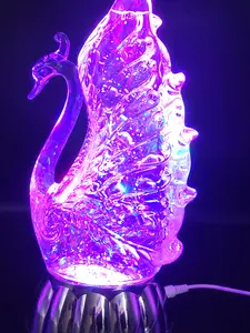 Dalax Swan Figurine LED Lighted Snow Globe with Acrylic Body, Sparkling Glow, Color-Changing Water Lamp, Timer Mode, Home Decor Crafts Ornaments, Birthday Gift