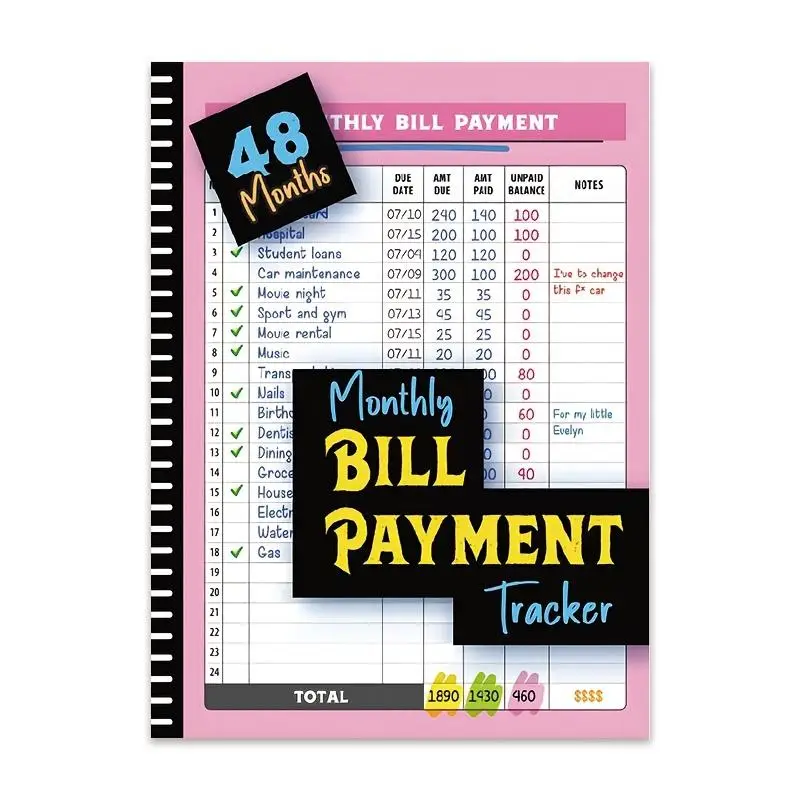 Monthly Bill Payment Tracker, Student Monthly Bill Payment Notebook, Office Stationery & Supplies, Personal Financial Planner, Financial Tracker