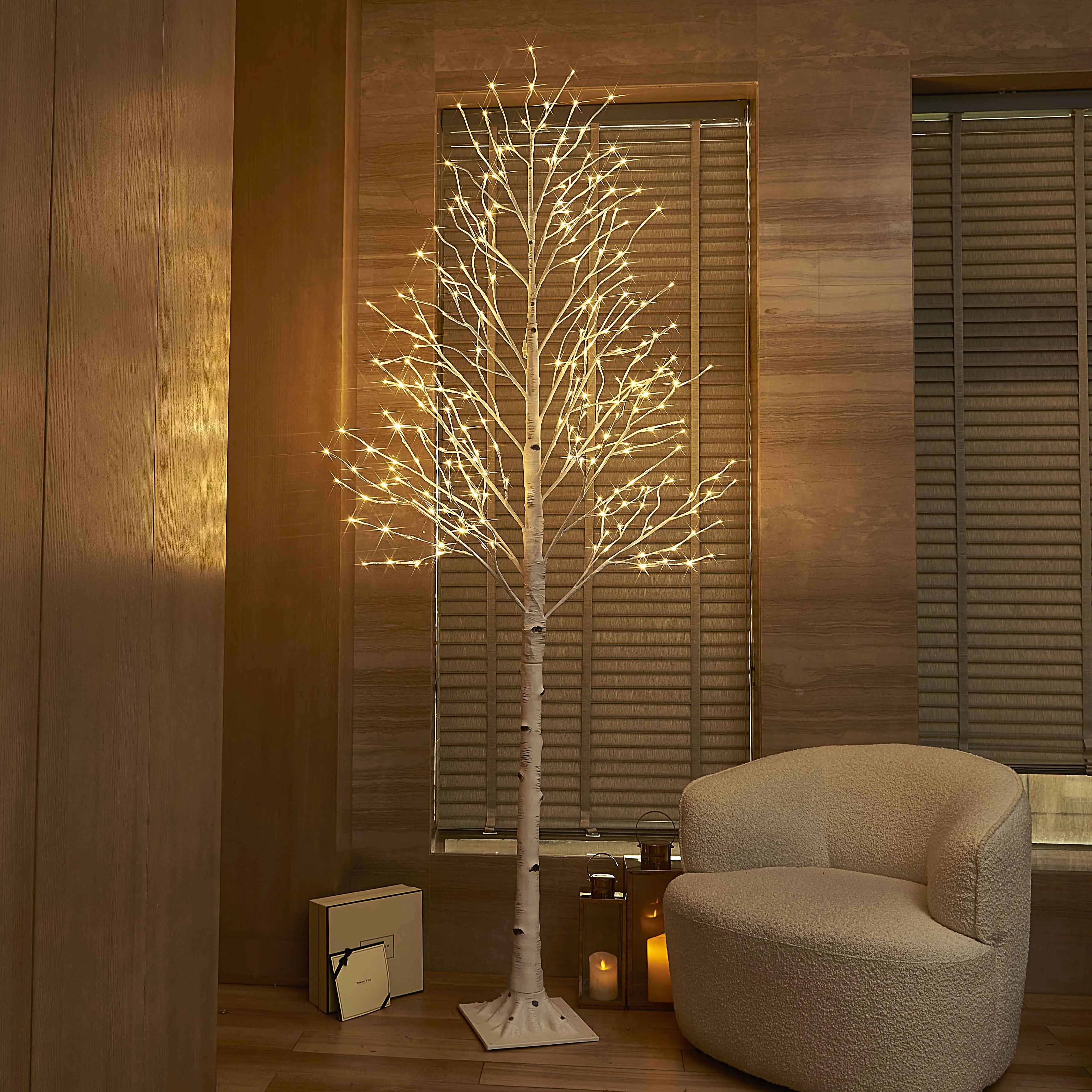 Hairui Lighted Birch Tree 8FT 240 LED Lights for Home Living Room Party Christmas Decoration Indoor Outdoor Wedding Decorating twinkle  christmas trees lead light