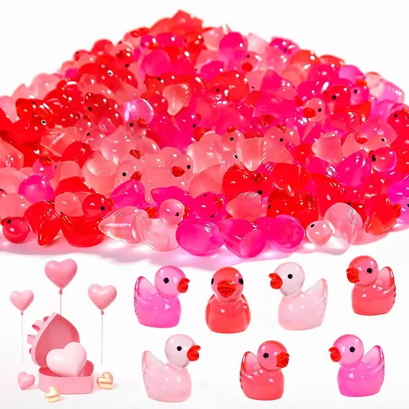 30pcs/50pcs/100pcs Mini Glow-In-The-Dark Duck Decorations, Cute Resin Ducks for Halloween, Christmas, Birthday Parties, Party Decor Supplies, Holiday Decor, Home Décor, Decoration Items