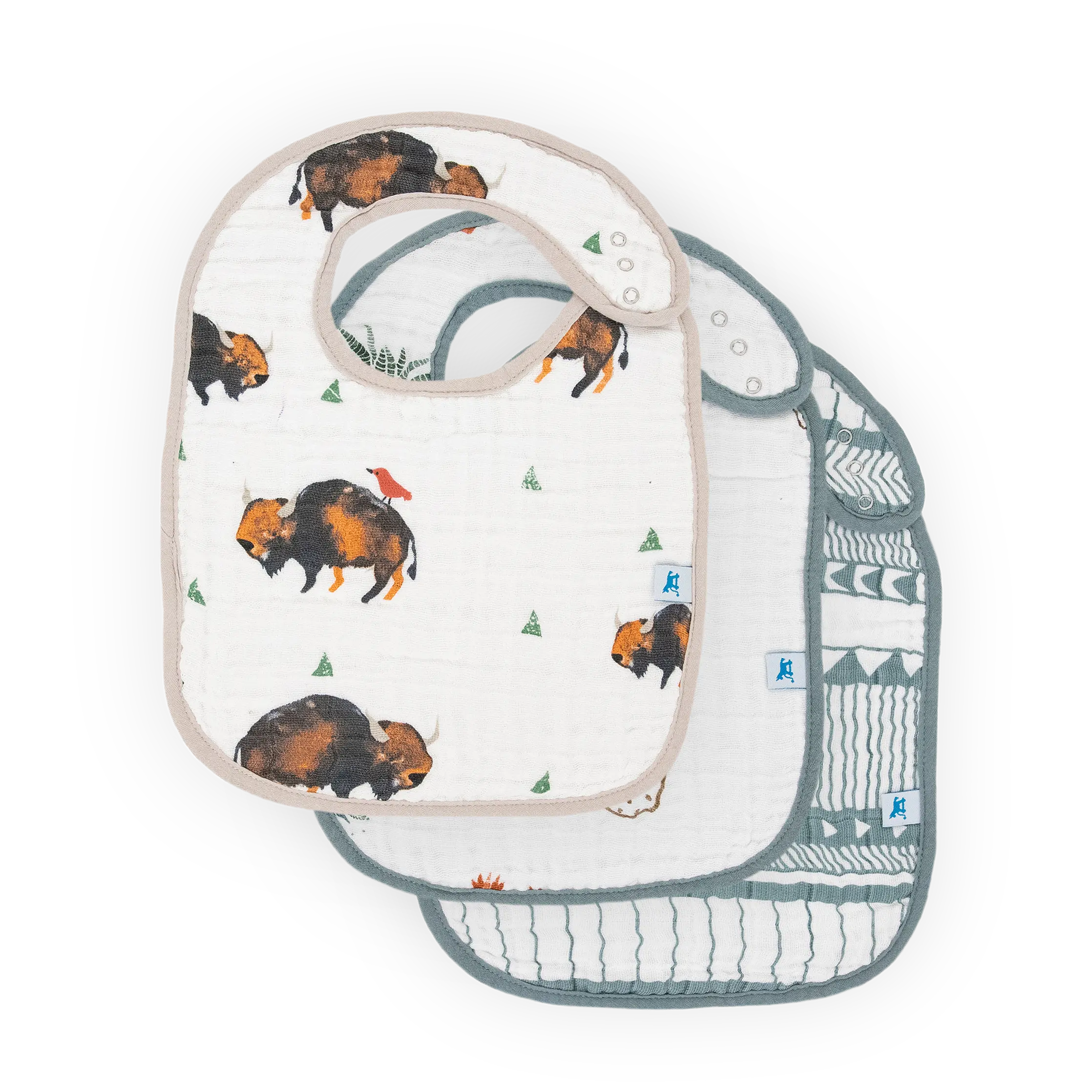 Cotton Muslin Classic Bib 3 pack - Bison