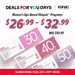 GNC Age-Based Vitapaks Program for Women - 30+/40+/50+ Daily Packs for Overall Wellness with Multivitamin, Stress Support, Beautiful Skin, Bone Health & Omega-3s