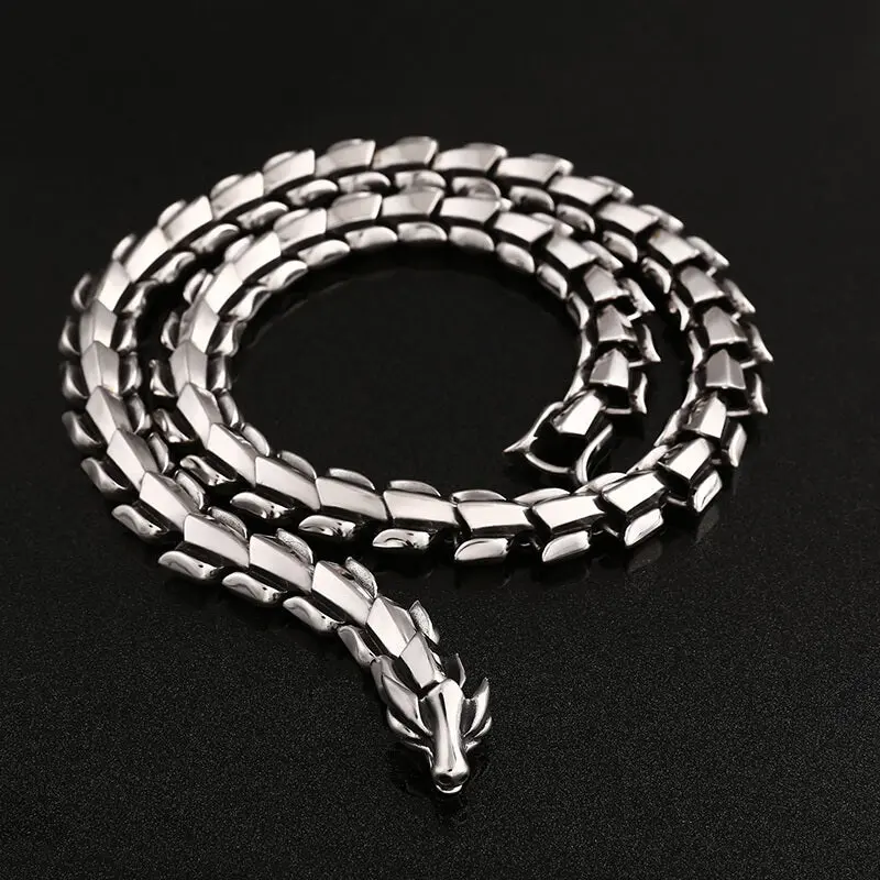 GTHIC Dragon Bone Whip Stainless Steel Necklace Multipurpose Accessories for Men Daily Wear Father's Day Gift
