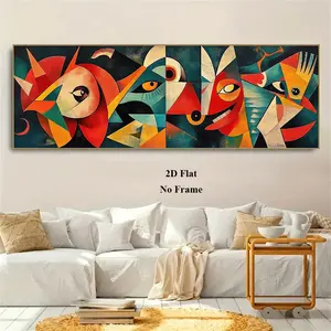 Pablo Picasso Style 2D Flat Abstract Figures Poster Canvas Art, Vintage Minimalist Home Wall Decor for Living Room Bedroom Office Cafe