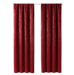 Shimmer Rod Pocket Blackout Curtains Set of 2, Merlot Burgundy, 37" W x 84" L, Ideal for Home Decor