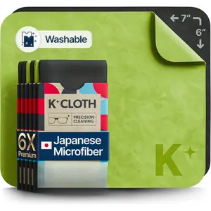 Lens Cleaning Cloth |  Microfiber | Glasses Cleaning Cloths | Eyeglass Lens Cleaner | Eyeglasses, Camera, VR/AR Headset, and Screen Cleaner | Black & Green (Pack of 6)