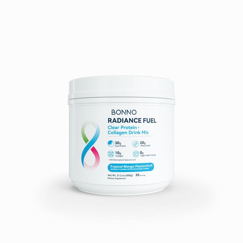 Bonno 30g Dual Protein Powder with Clear Whey & Collagen for Muscle Recovery & Glowing Skin, Refreshing Mango Passionfruit, 20 Servings Drink Mix