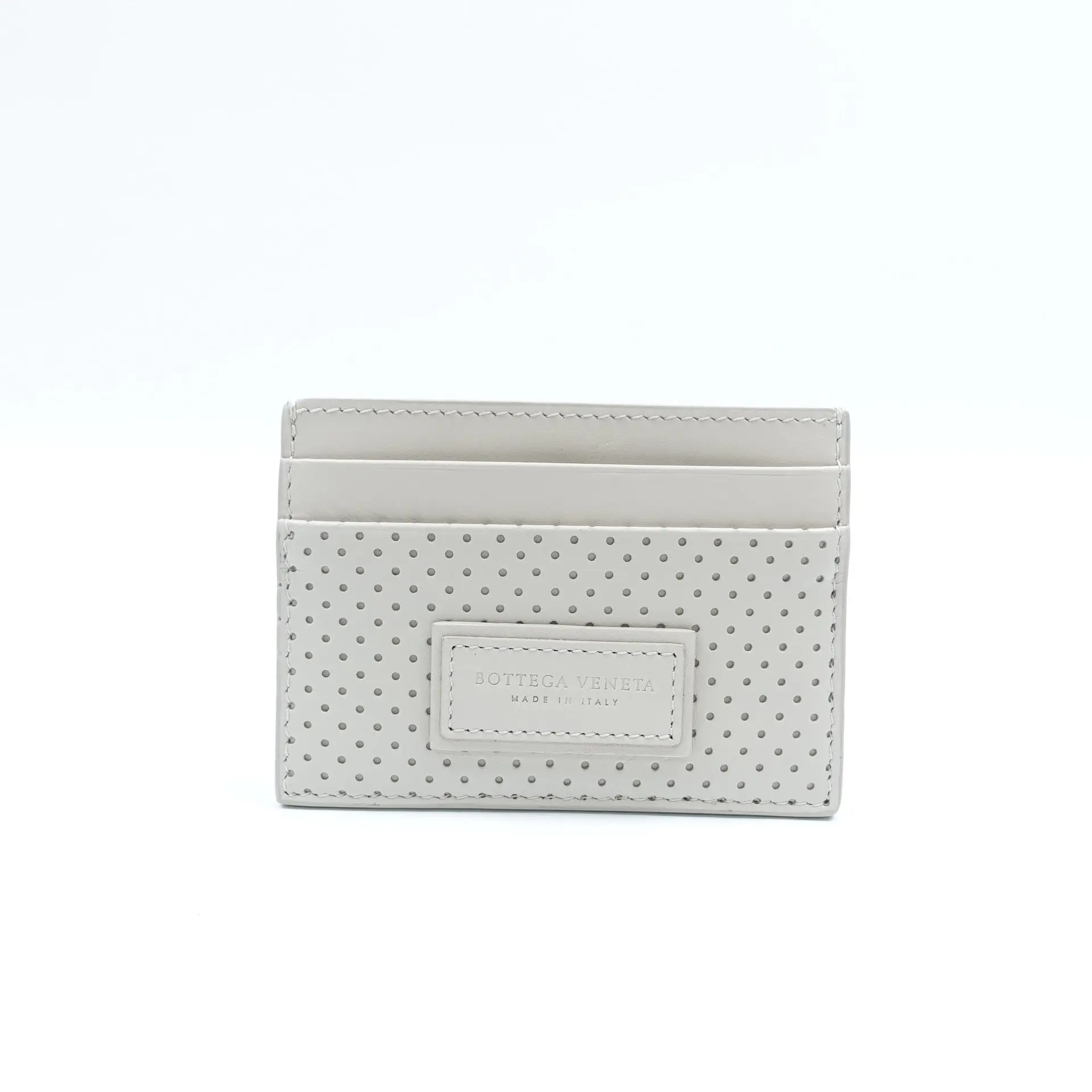 Pre-owned Bottega perforated leather Card Holder White T10429491