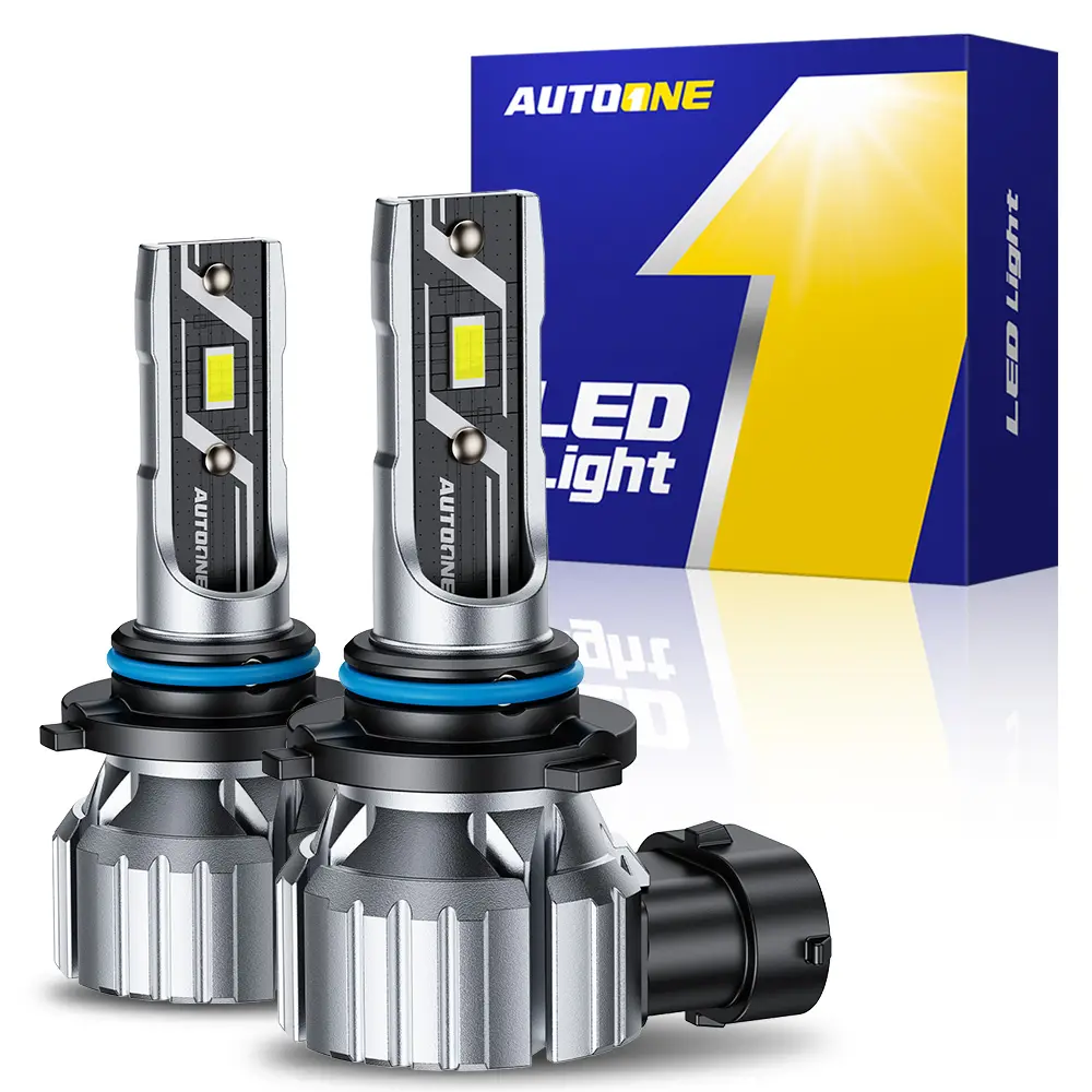 AUTOONE 9006/HB4 Bulbs Headlamp Lights, 60W Super Bright 6000K Cool White, Mini Size 1:1 Design, Plug and Play, LED Car Lights, Pack of 2