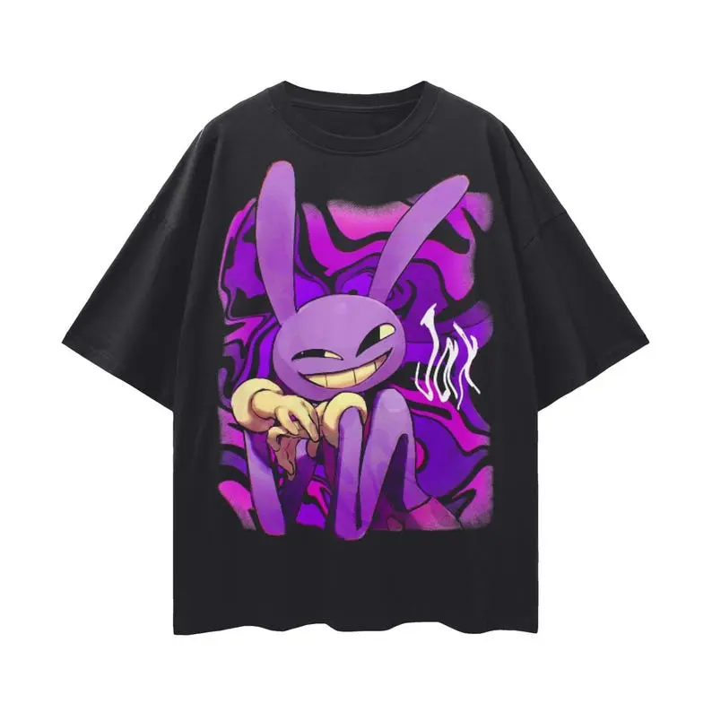 Jax Glitchcore Graphic Tee | The Amazing Digital Circus T-Shirt | Y2K Digital Streetwear Unisex Cotton Shirt | Loose Drop Shoulder Casual Top | Animation Fan Gift