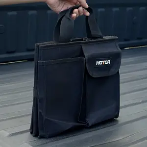 Black Car Trunk Organizer with 2 Compartments, Foldable Storage Box for SUV and Sedan, Heavy Duty Collapsible Trunk Storage Bag for Groceries, Tools and Accessories, Non Slip Portable Car Organizer for Travel and Daily Use