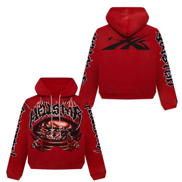 2026 Men's Retro Washed Tie-Dye Flame Letter and Star Print Long Sleeve Hoodie, Fall Winter New Fashion Casual Versatile Hat Shirt Jacket