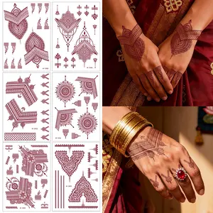 6pcs Vintage Lace Temporary Tattoo Stickers, Traditional Indian Pattern Tattoos, Perfect for Parties Weddings Fake Tattoos, Henna Tattoo Sticker
