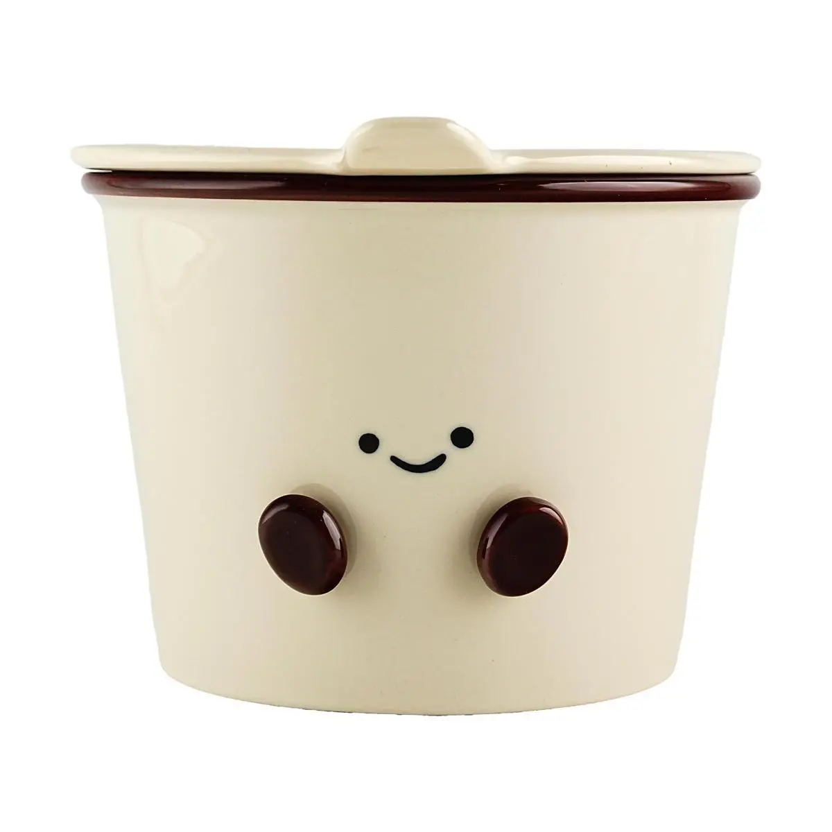 KAWASIMAYA Cute Cocoa Bean Ceramic Noodle Bowl with Lid, Large Capacity Instant Ramen Bowl, Microwave Safe KAWASIMAYA Cute Cocoa Bean Ceramic Noodle Bowl with Lid, Large Capacity Instant Ramen Bowl, Microwave Safe
