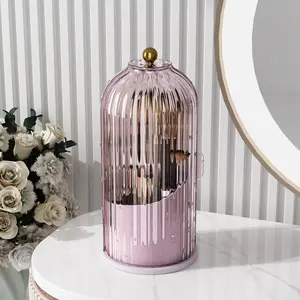 Makeup Brush Holder Organizer with Lid 360 Rotating Clear Dustproof Toothbrush and Toothpaste Holder Organizer Boxes Vanity Desktop Bathroom Countertop vanitydresser birthday Mother's day gifts Spring Gift SummerVibes