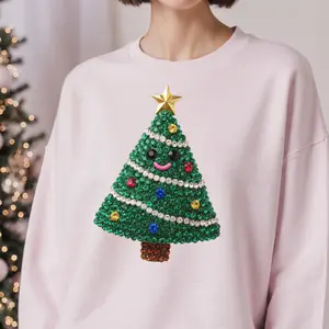 Faux Sequin Christmas Sweatshirt 50% Cotton Blend