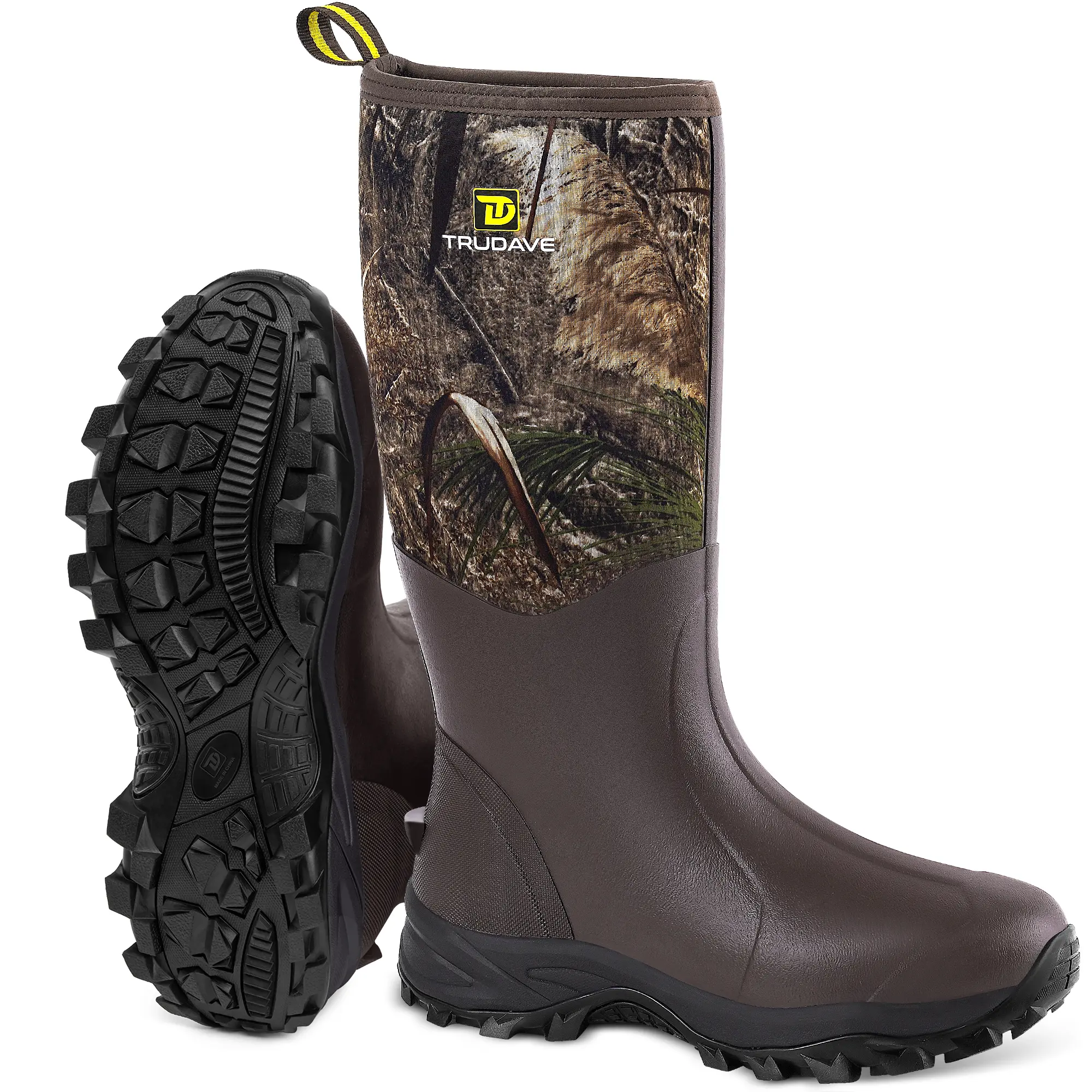 【No steel toe】Trudave Waterproof Rubber Boots for Men & Women, Insulated 6mm Neoprene Rain Boots with Steel Shank, Warm Anti-Slip Outdoor Work & Hunting Boot, Sizes 5-14