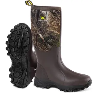 Trudave Waterproof Rubber Boots for Men & Women, Insulated 6mm Neoprene Rain Boots with Steel Shank, Warm Anti-Slip Outdoor Work & Hunting Boot, Sizes 5-14