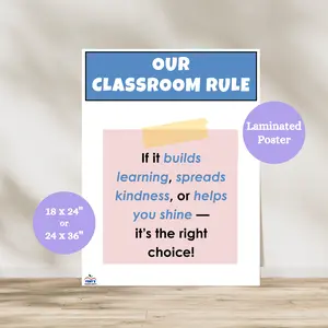 One Rule Classroom Anchor Chart | Laminated Classroom Rules Poster | Elementary Classroom Decor | 2nd Grade Posters