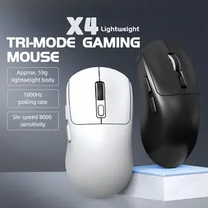 Tri-Mode Wireless Gaming Mouse 59g Ultra Lightweight | Rechargeable 2.4G+Bluetooth+USB-C | 1000Hz Fast Response | Grip Tape Included | for FPS MOBA PC Laptop Mac Valorant Fortnite