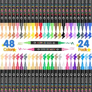 Acrylic Paint Markers Set for Art Painting, Ceramic Glass Canvas Mugs Wood Easter Eggs Christmas DIY Crafts Supplies, Paint Pens Markers, Acrylic Drawing Markers