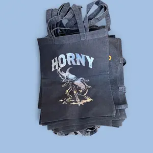 Artisan Denim Tote – Holographic Rhinoceros Beetle Print