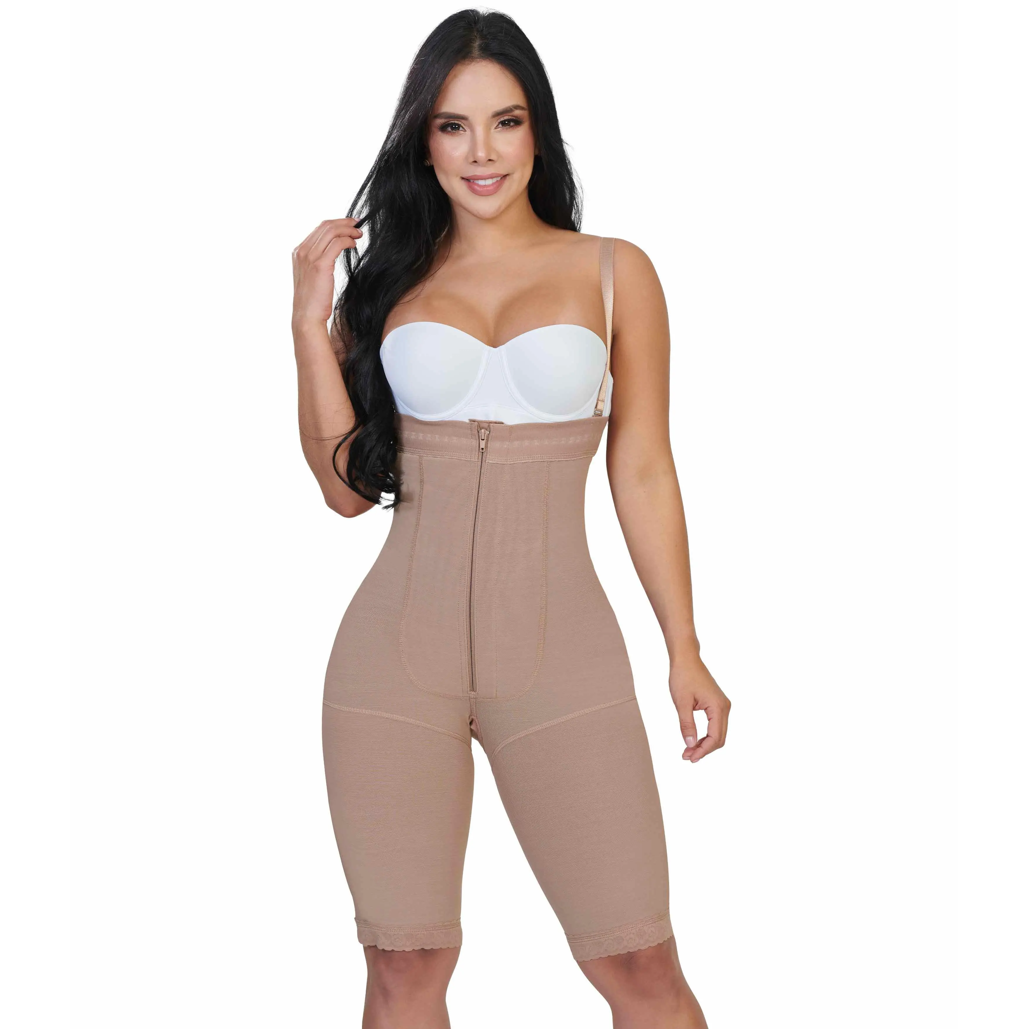 PEANUTBODY Strapless Women's Shapewear Knees - Front Zipper - Ref. 11031-0 Comfort Compression woman tummy control bodysuit