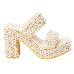 BEACH by Matisse Womens Gem Platform Block  Casual Sandals Casual High Heel 3" & Up - Beige