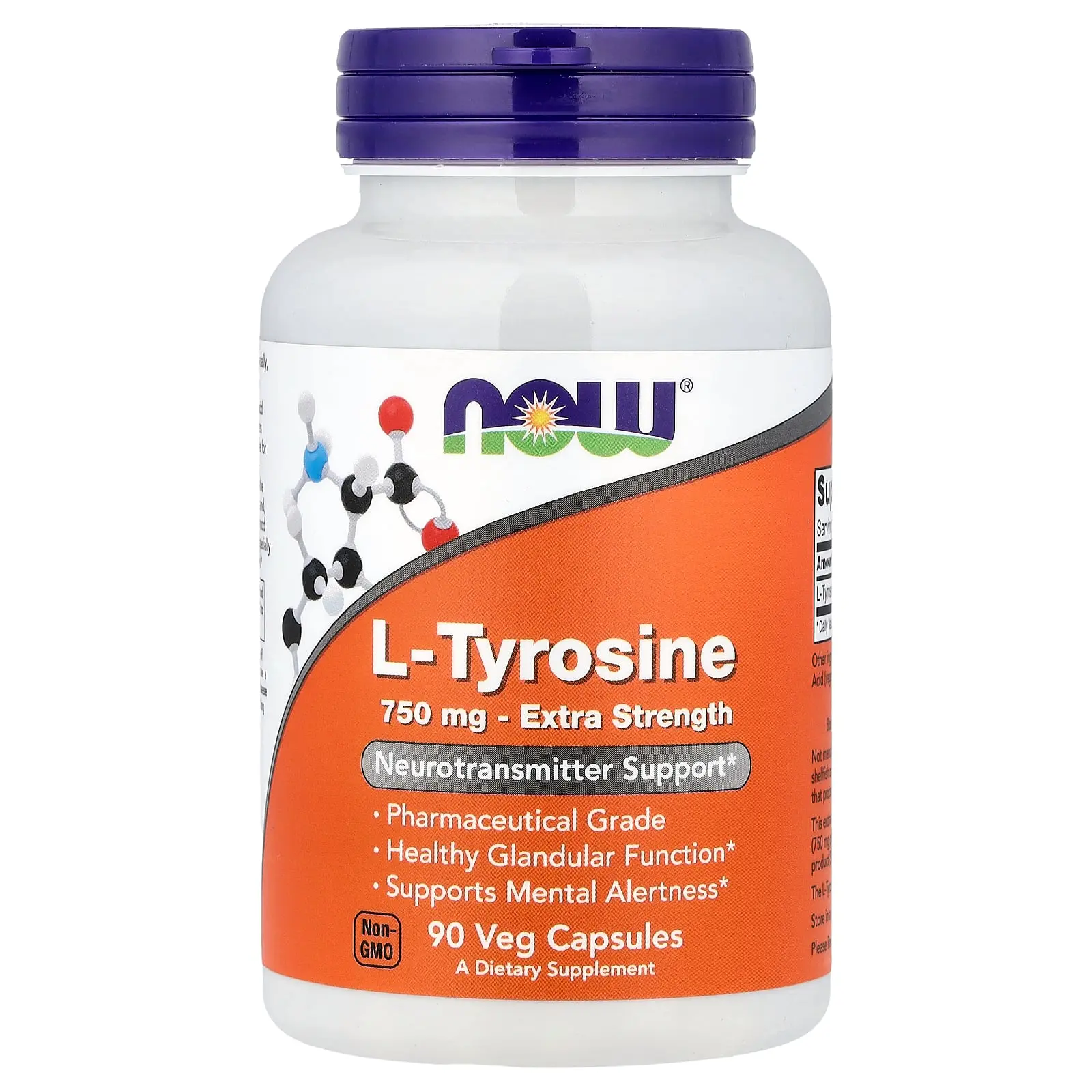 NOW Foods L-Tyrosine, 750 mg, 90 Veg Capsules