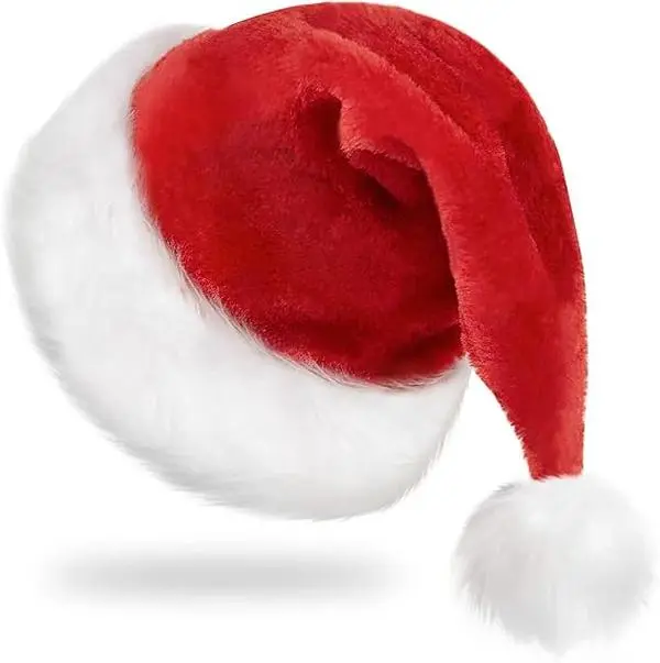 Christmas Santa Hat for Adults, Thicken Soft Velvet Comfort Xmas Hat | Santa Claus Hat for Christmas Decorations New Year Party Headwear Holiday