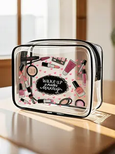 Large Capacity PVC Travel Organizer Bag, Zipper Closure, Lightweight & Fade-Resistant, Portable Makeup Bag for Women, Ideal for Holidays & School, Clear Cosmetic Bag